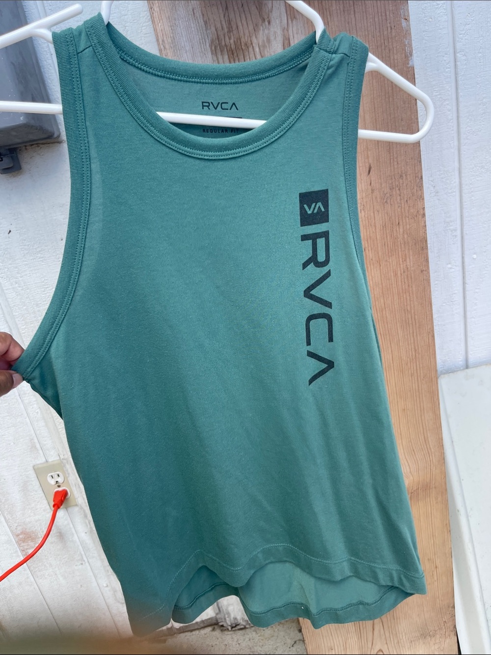 RVCA Green Teal Vertical Logo Tank